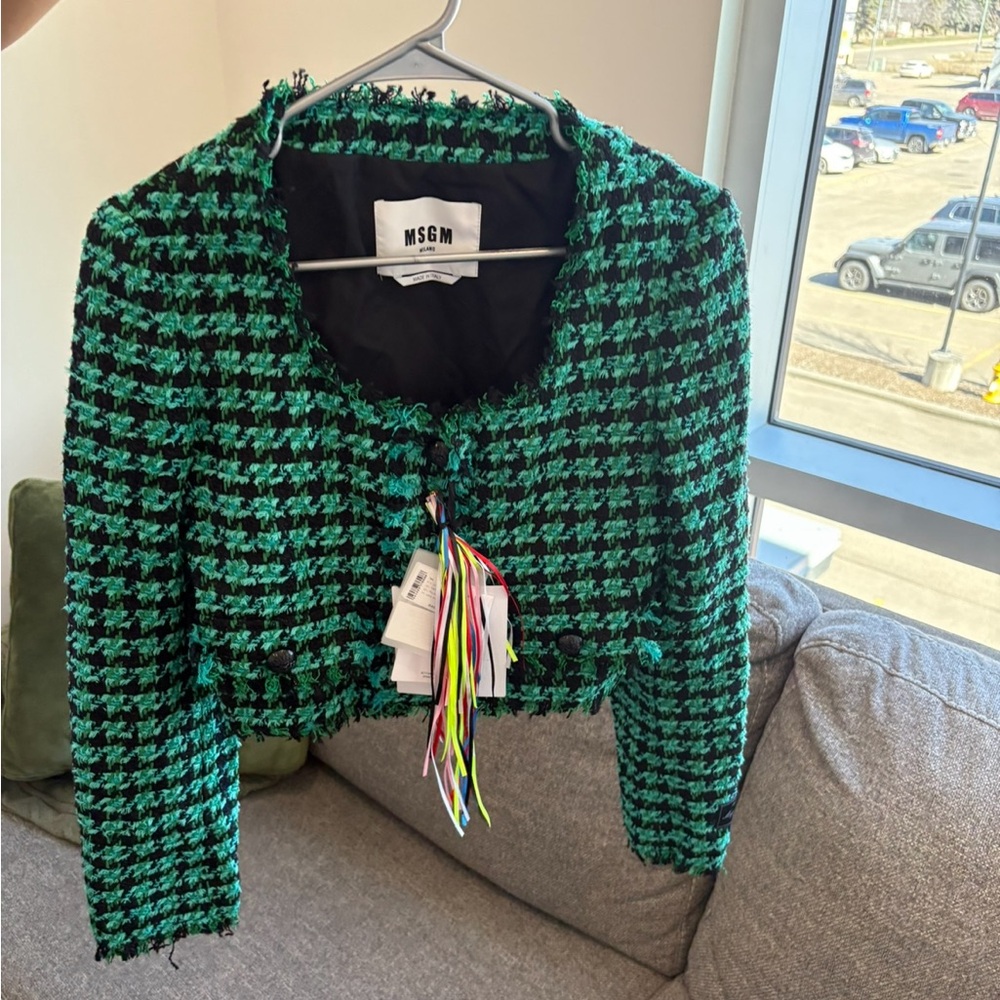 MSGM Green Tweed Women's Jacket